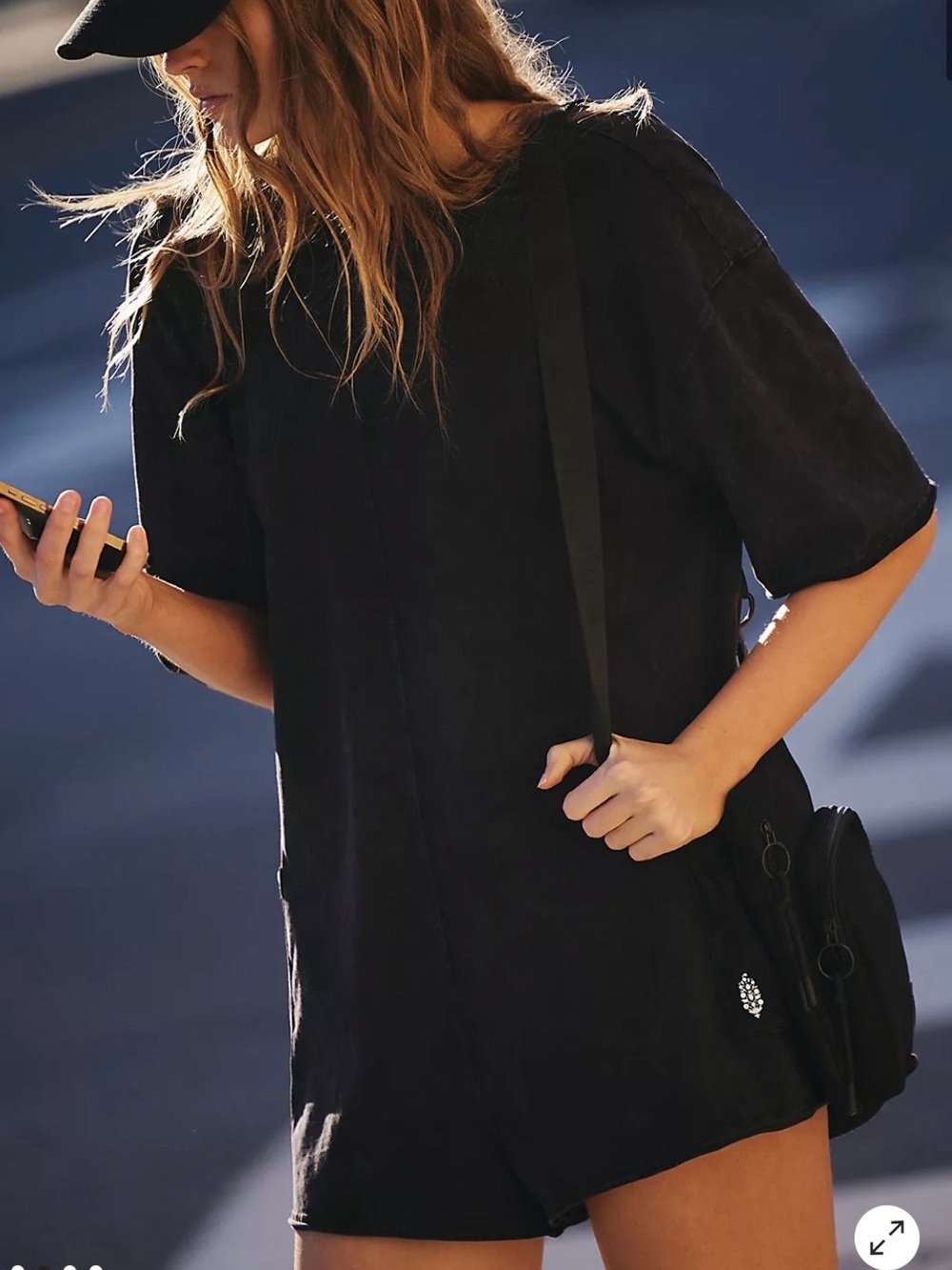 Free People movement Black Short-Sleeve Romper